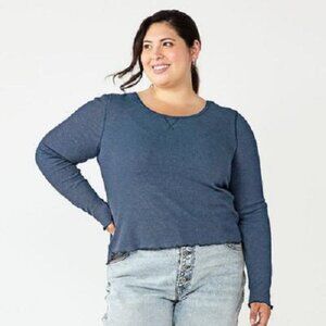 Juniors' Plus Size SO® Basic Thermal Cropped Tee 2X NWT